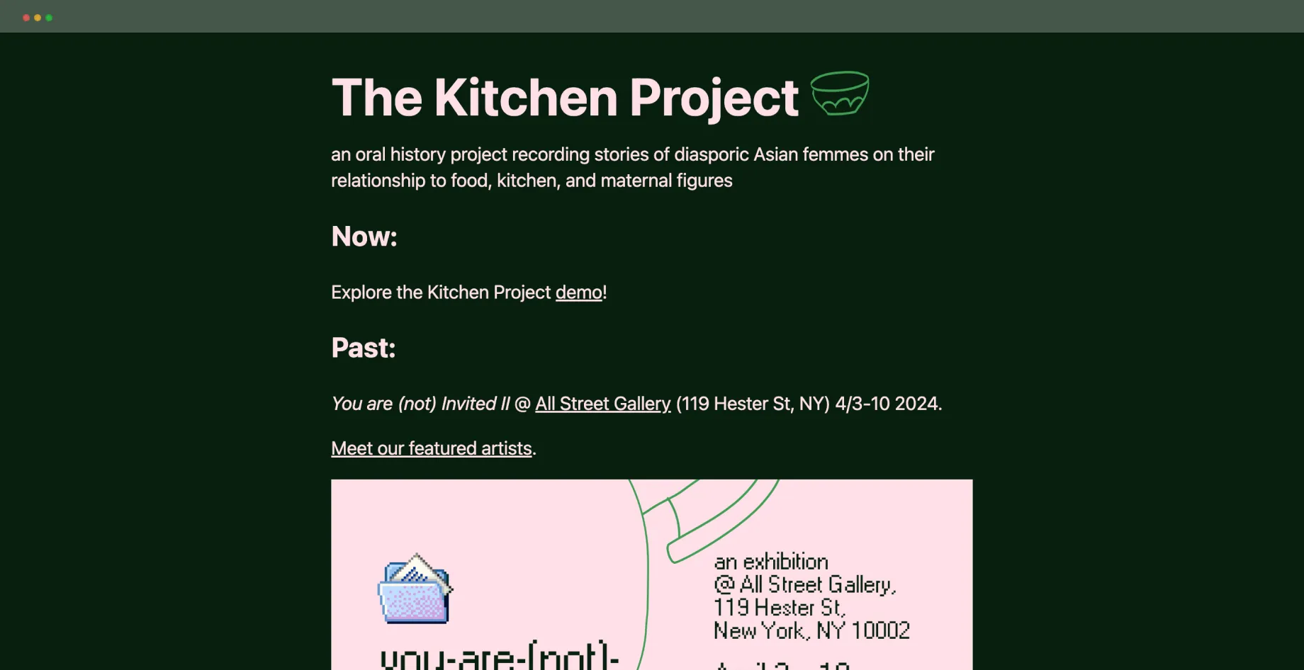 screenshot of The Kitchen Project site