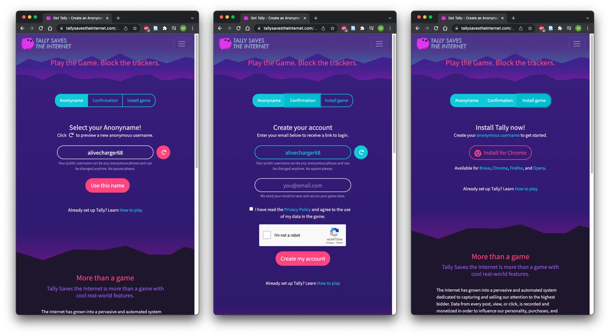 Get Tally install page