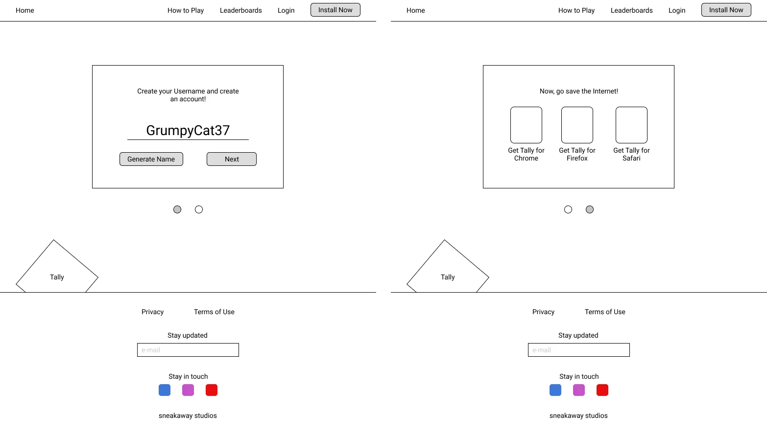 Get Tally Install Page Wireframe #1