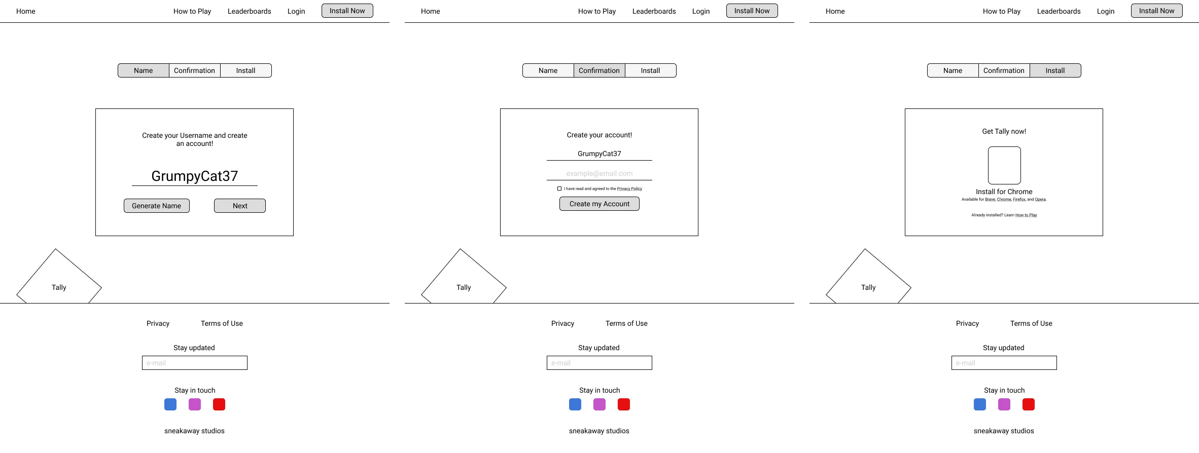 Get Tally Install Page Final Wireframe