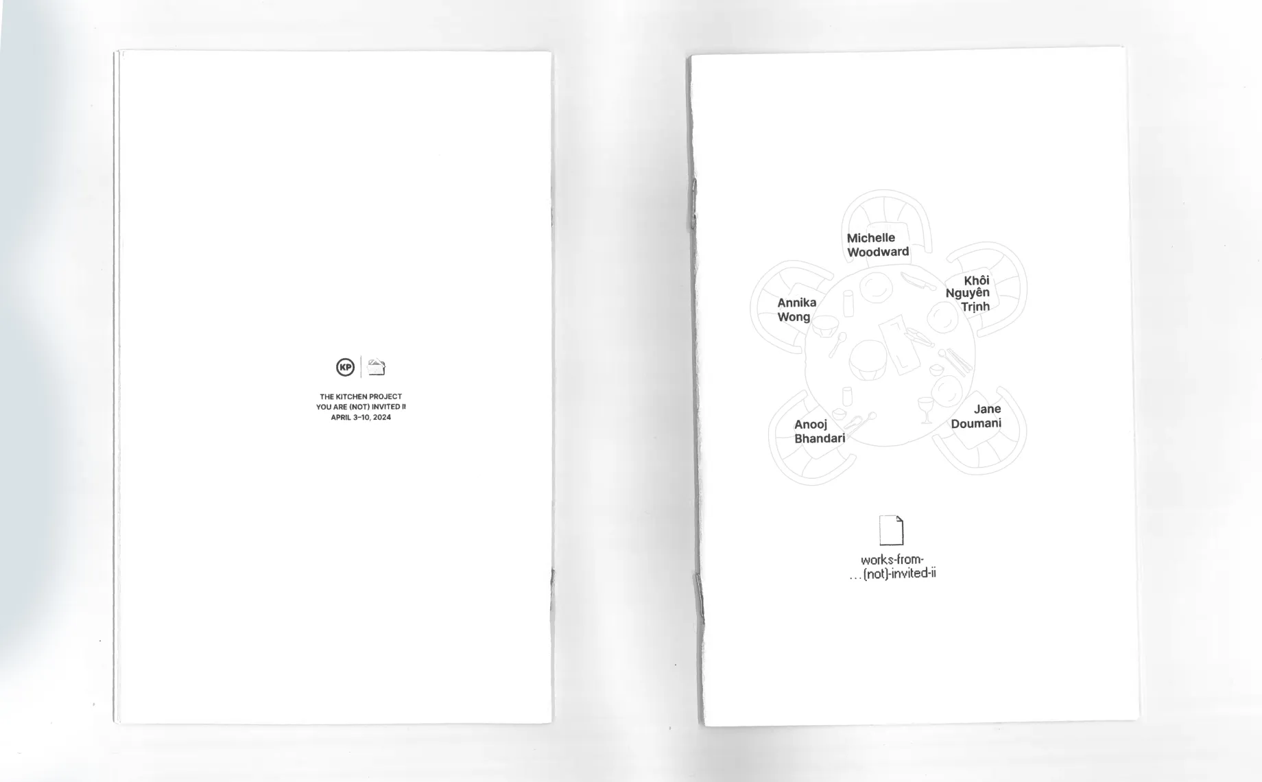 scan of 'work-from-...(not)-invited-ii' featuring written and printed workn from invited artists